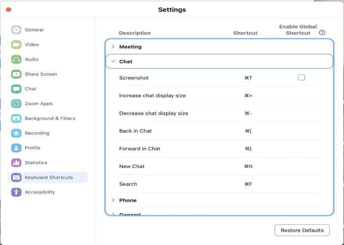 Keyboard Shortcuts 